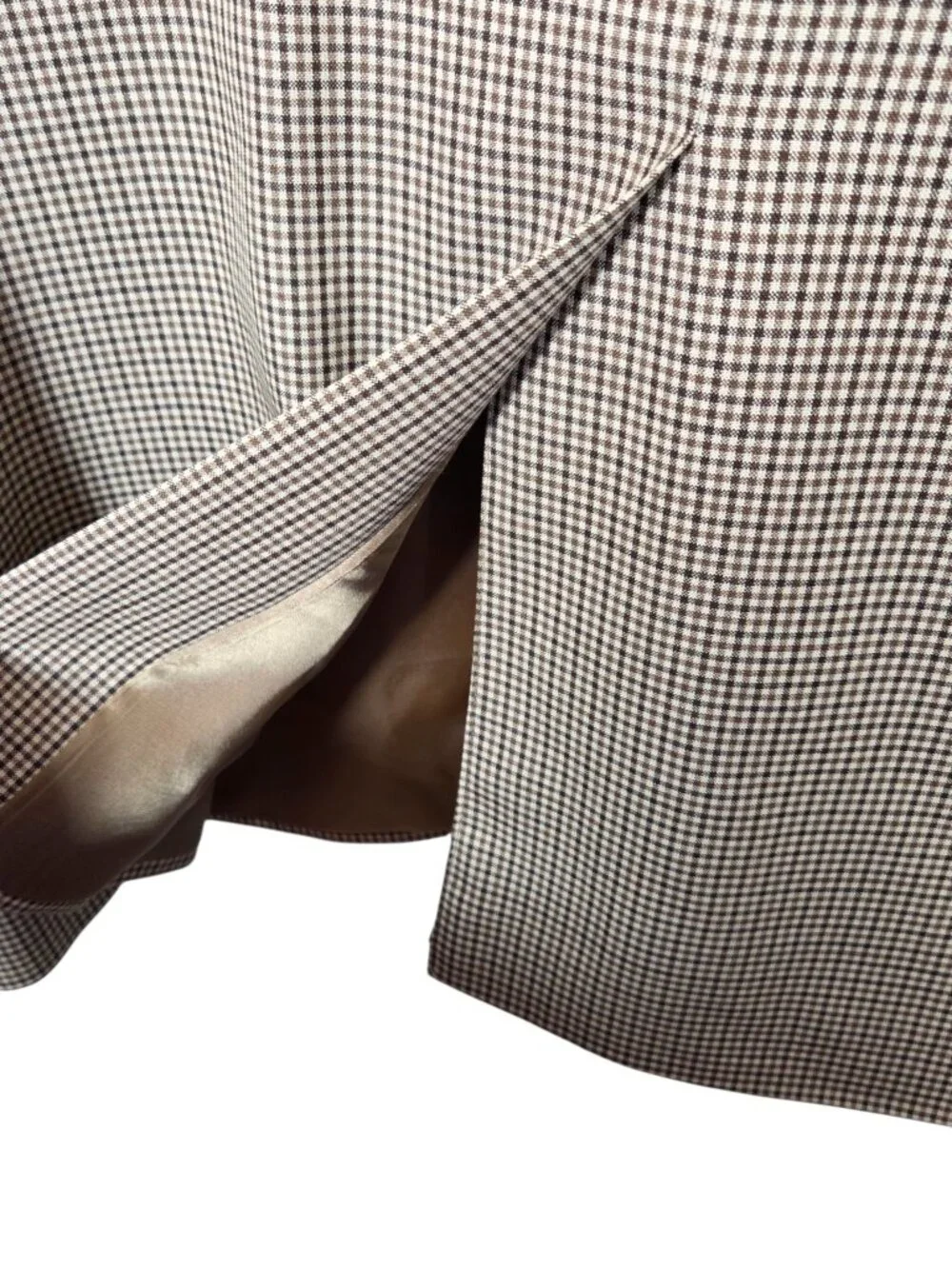 Brooks Brothers 1818 Madison Blazer Brown Gingham Plaid Silk Wool Sport Coat 46R